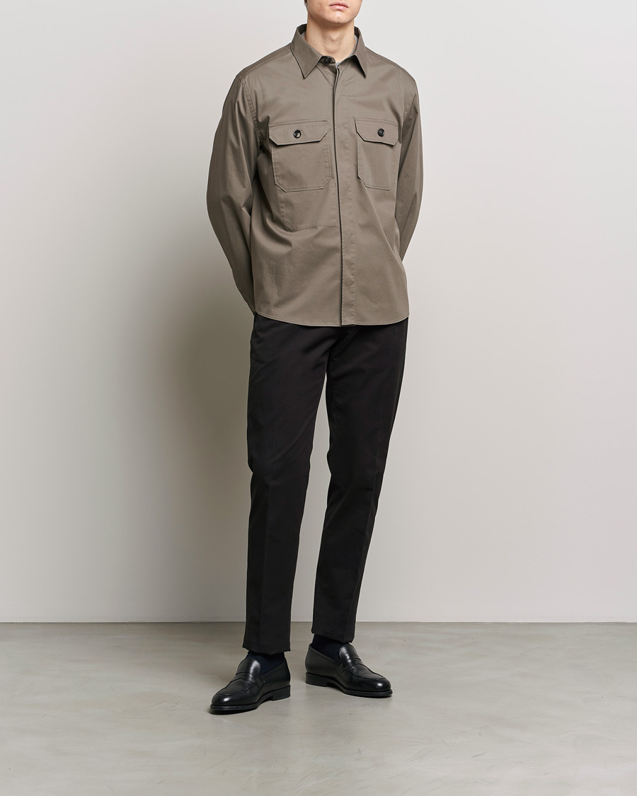 Herr | Skjortor | Zegna | Premium Cotton Overshirt Olive