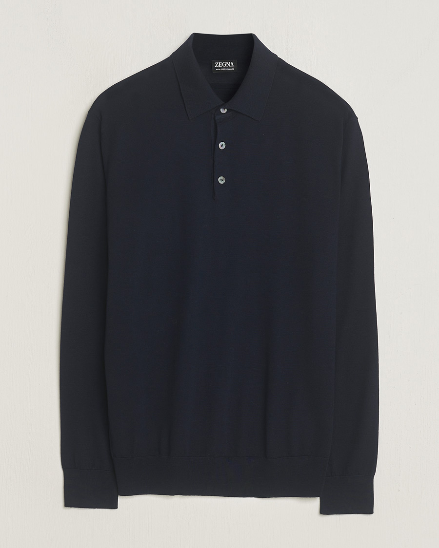 Herr | Tröjor | Zegna | High Performance Wool Polo Navy