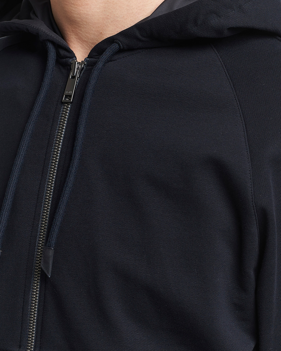 Herr | Tröjor | Zegna | Cotton Stretch Zip Hoodie Navy