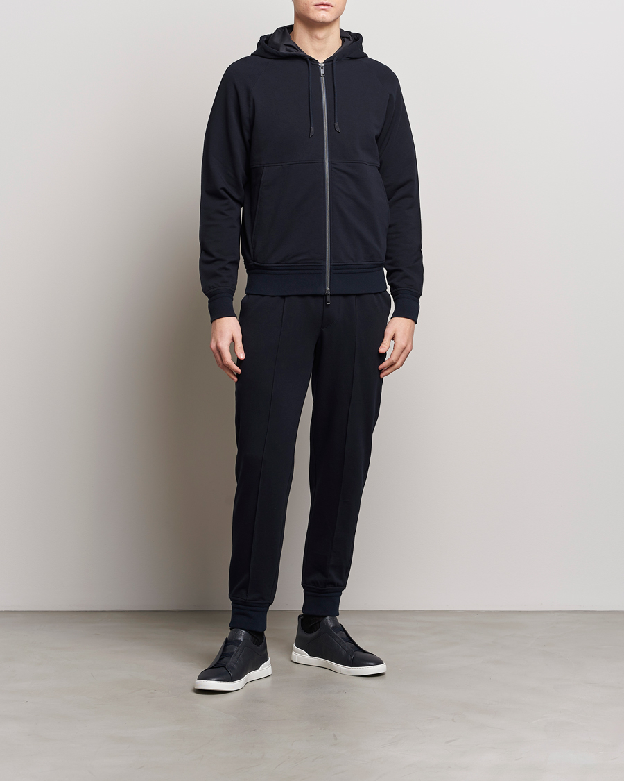 Herr | Byxor | Zegna | Cotton Stretch Joggers Navy