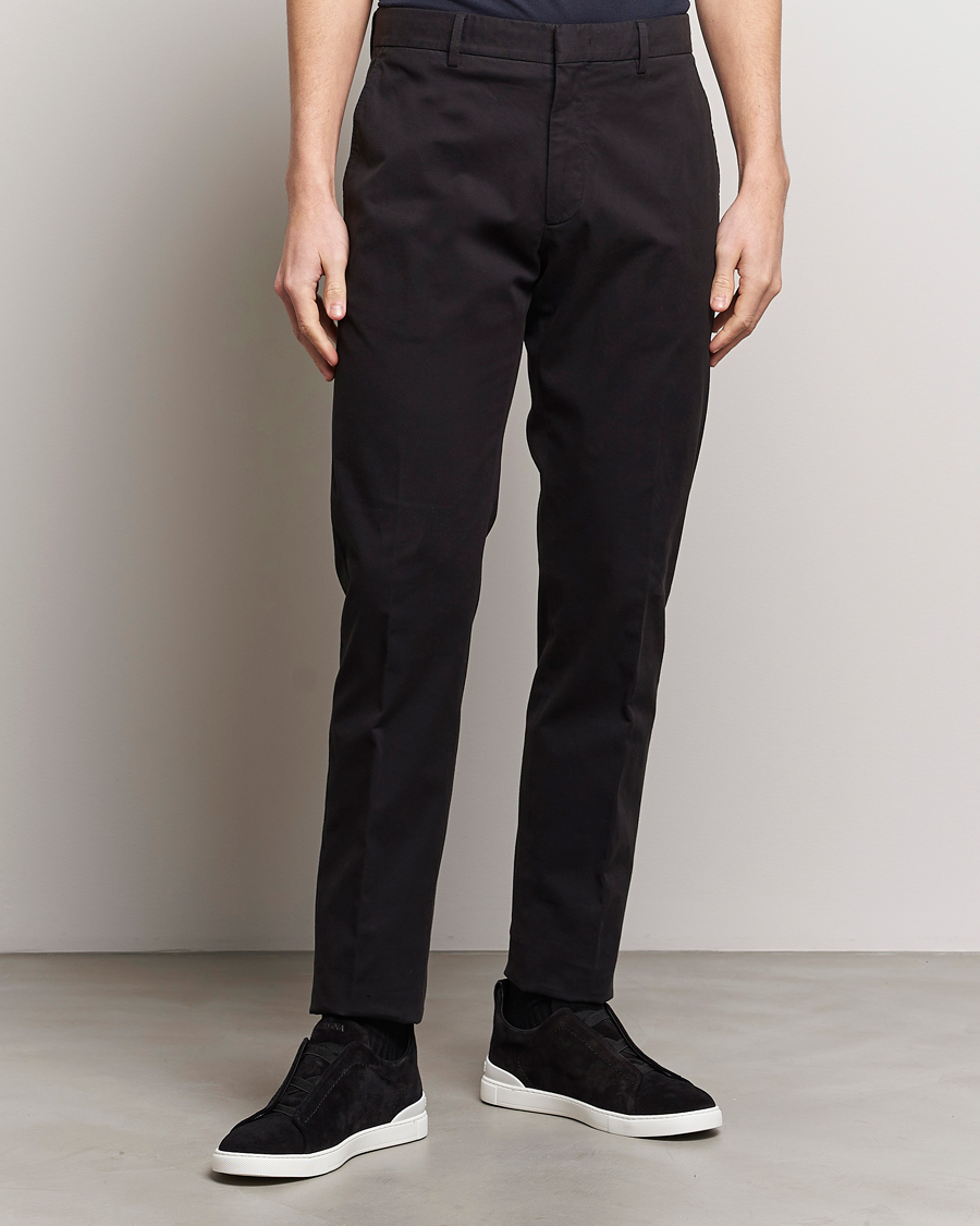 Herr | Byxor | Zegna | Premium Cotton Chinos Black