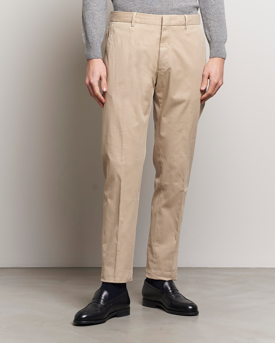 Herr | Byxor | Zegna | Premium Cotton Chinos Beige