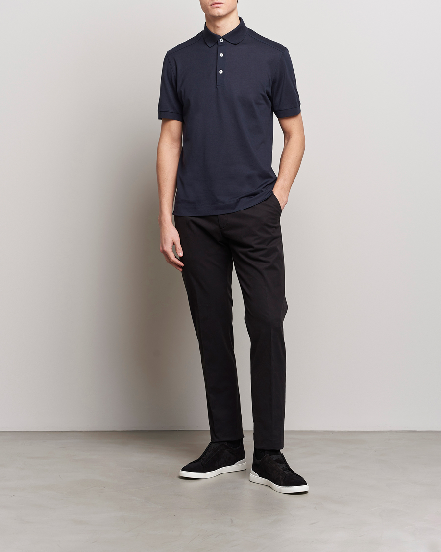 Herr | Pikéer | Zegna | Cotton/Silk Polo Navy