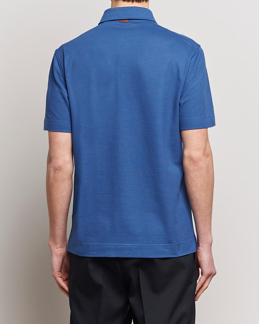 Herr | Pikéer | Zegna | Short Sleeve Pocket Polo Blue