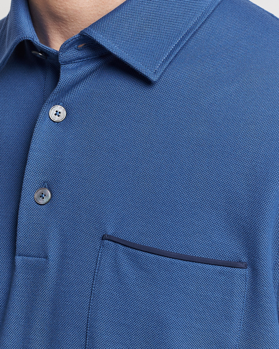 Herr | Pikéer | Zegna | Short Sleeve Pocket Polo Blue