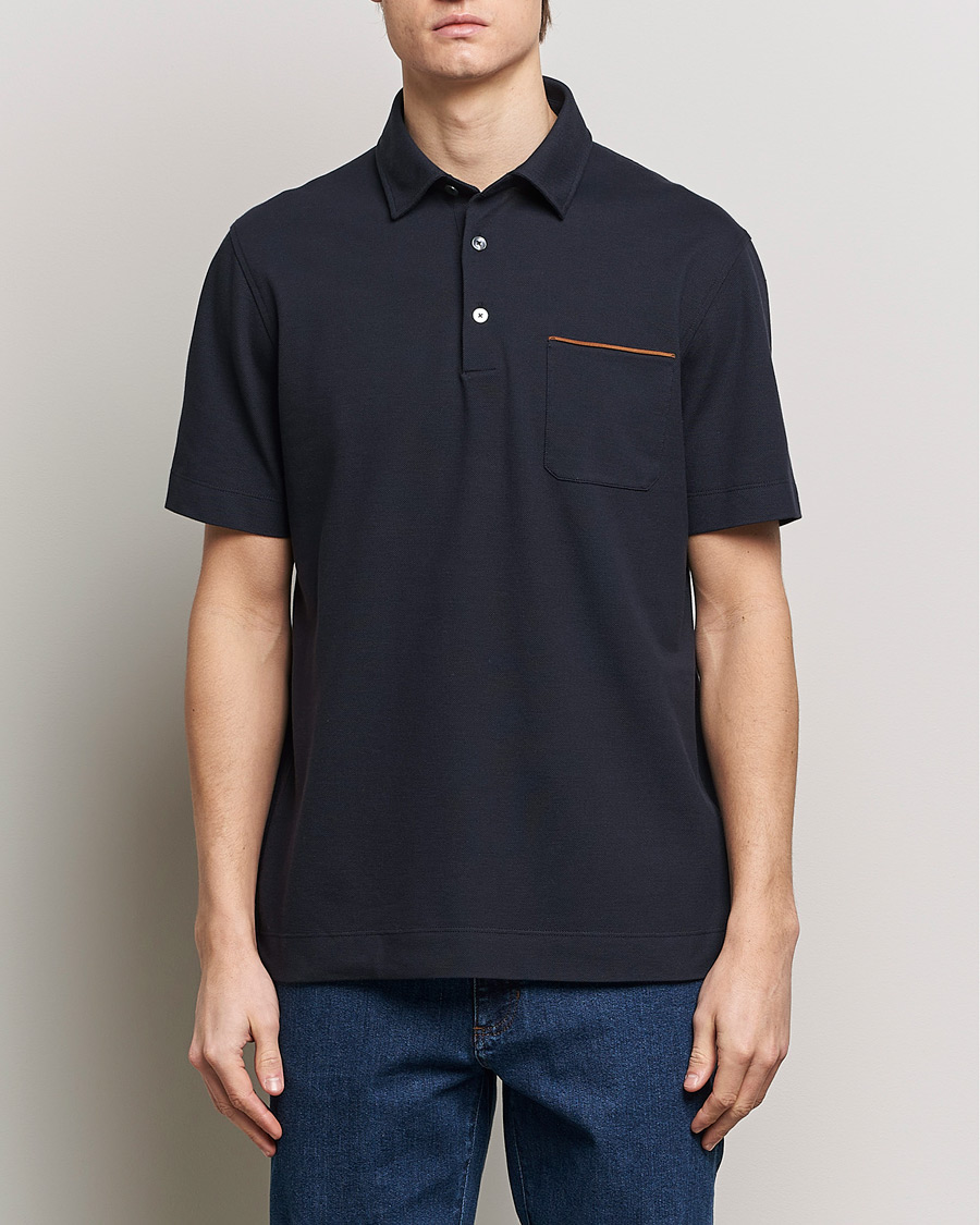 Herr | Italian Department | Zegna | Short Sleeve Pocket Polo Navy