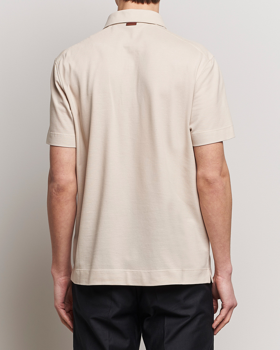 Herr | Pikéer | Zegna | Short Sleeve Pocket Polo Beige