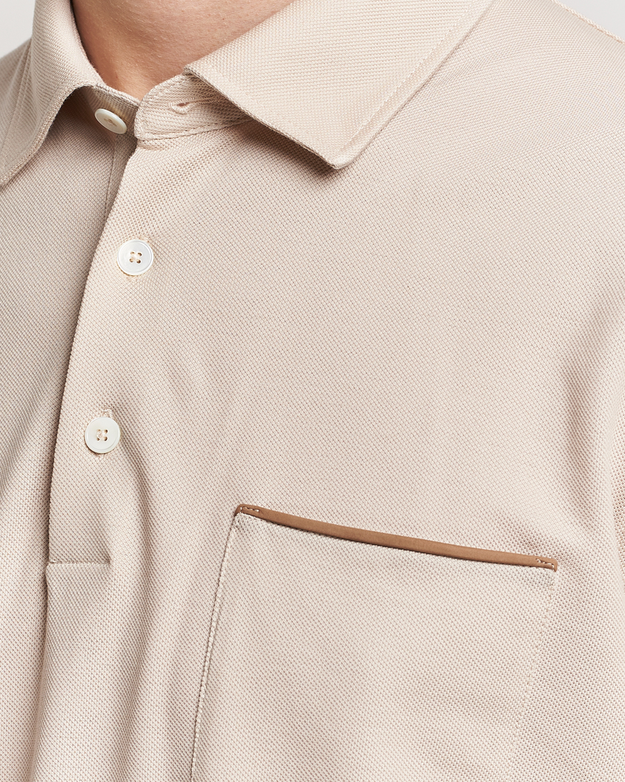 Herr | Pikéer | Zegna | Short Sleeve Pocket Polo Beige
