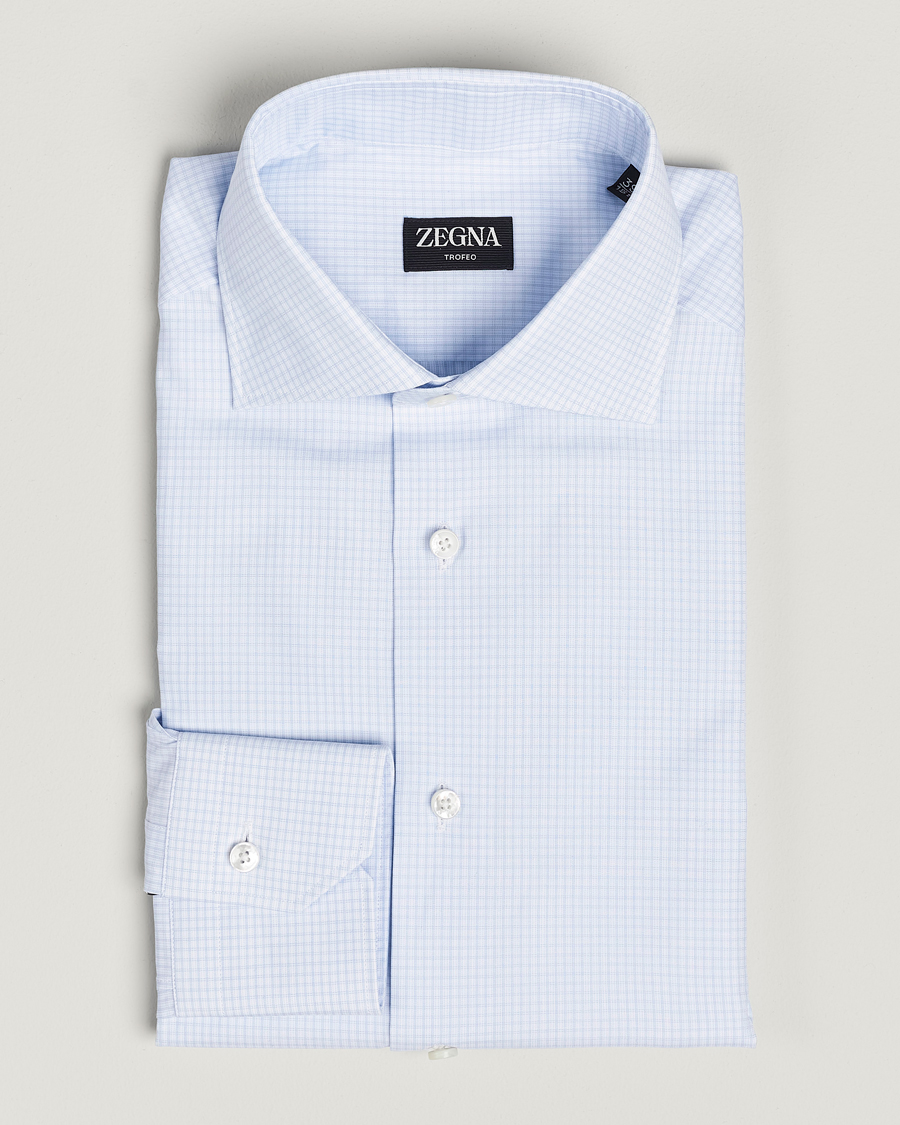 Herr | | Zegna | Slim Fit Dress Shirt Light Blue Check