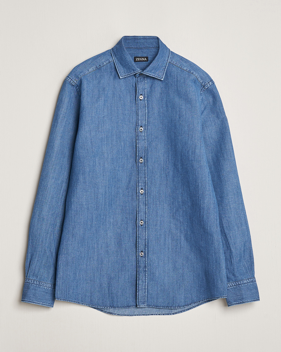 Herr | Skjortor | Zegna | Slim Fit Denim Shirt Stone Wash