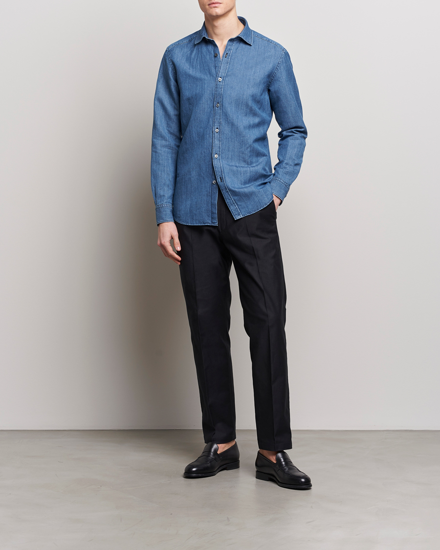 Herr | Skjortor | Zegna | Slim Fit Denim Shirt Stone Wash