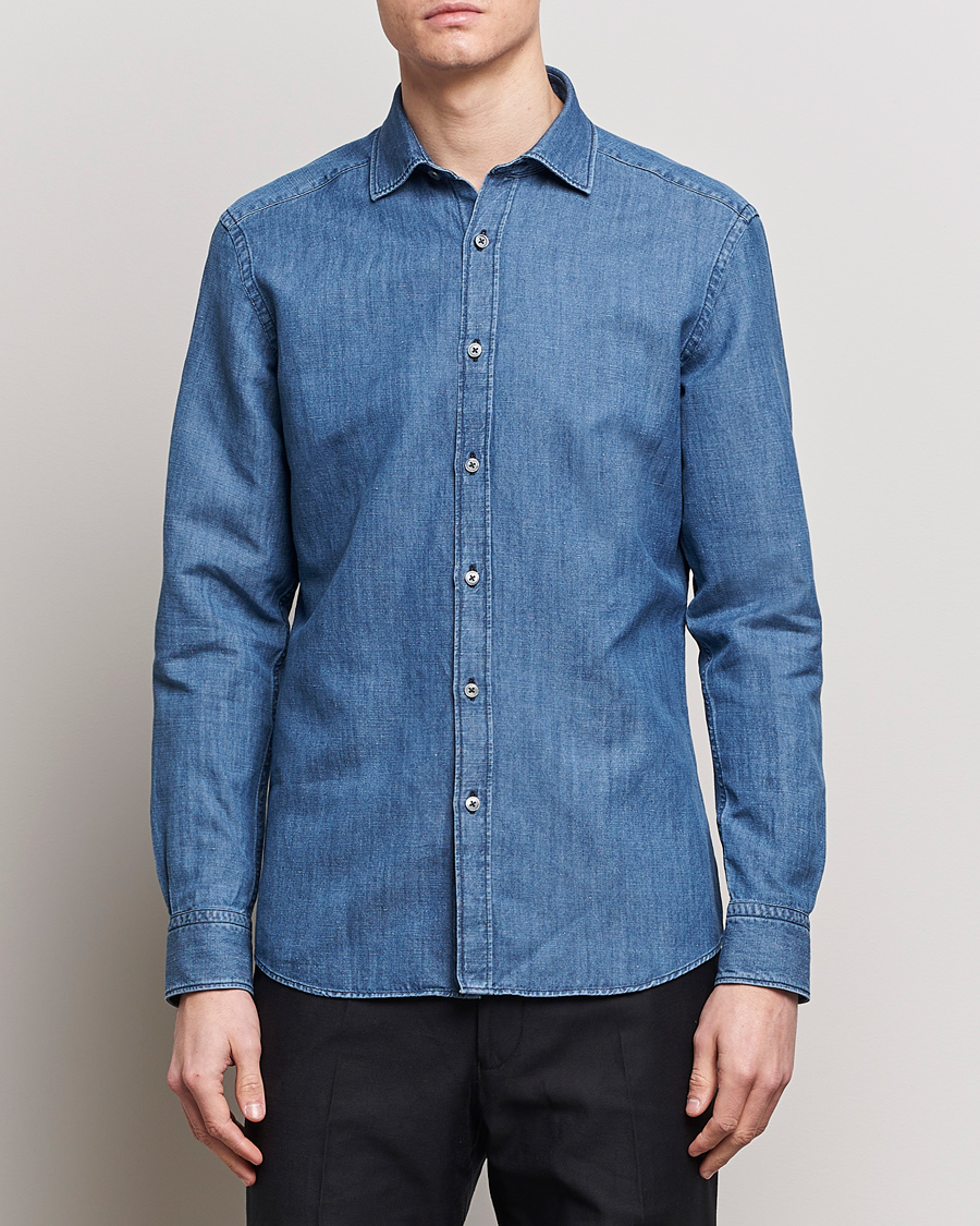 Herr | Skjortor | Zegna | Slim Fit Denim Shirt Stone Wash