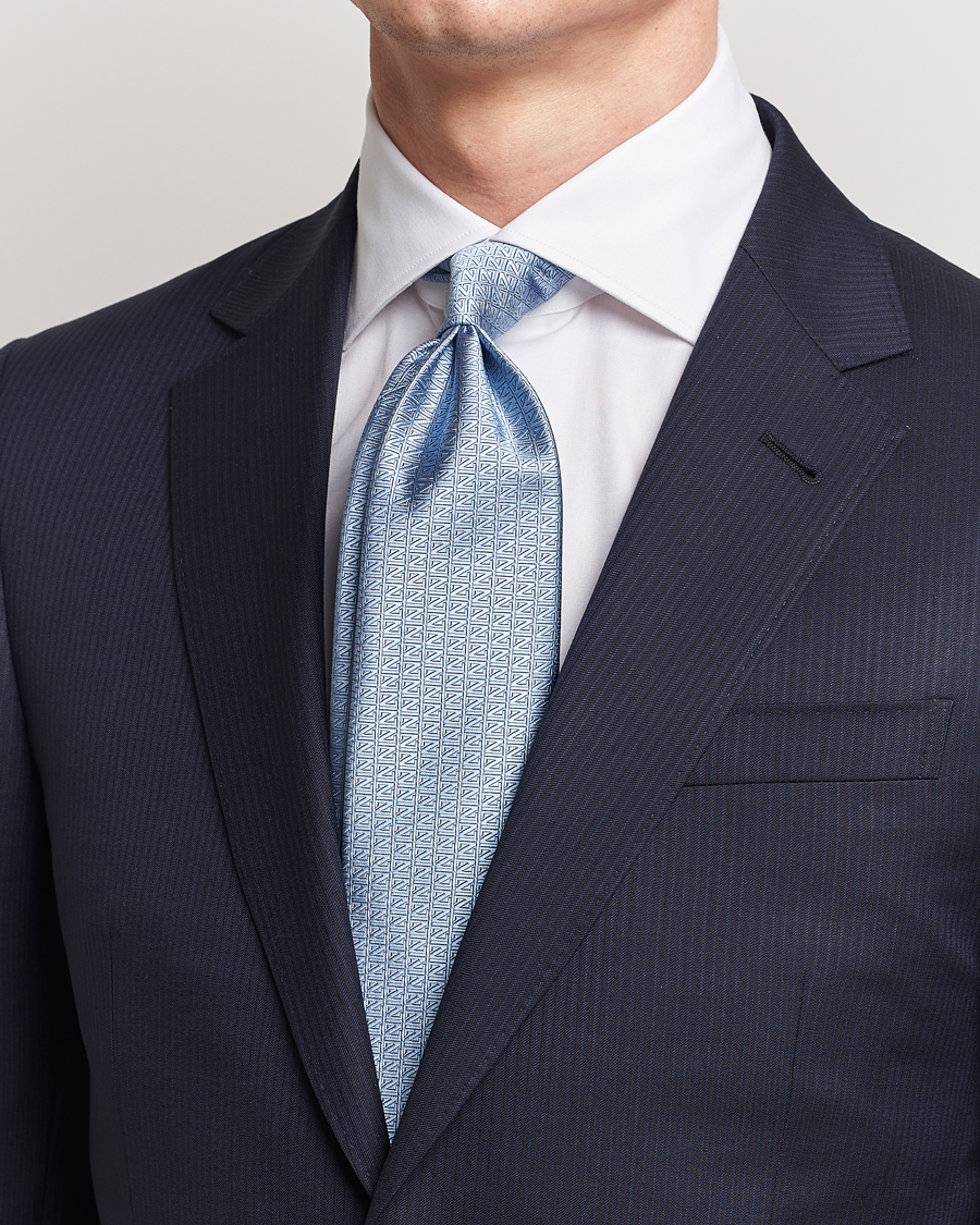 Herr | Zegna | Zegna | Monogram Silk Tie Light Blue