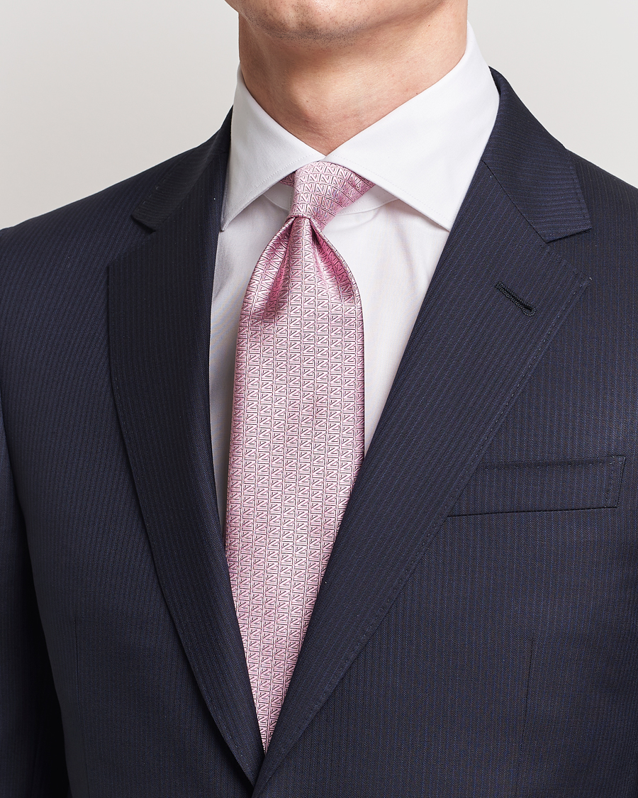 Herr | Slipsar | Zegna | Monogram Silk Tie Pink