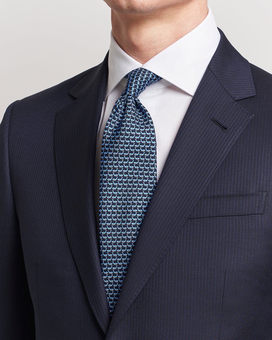 Herr | Avdelningar | Zegna | Animal Print Silk Tie Navy