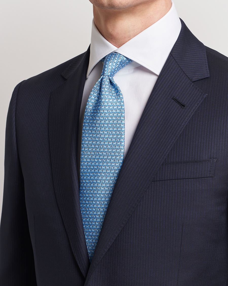 Herr | Zegna | Zegna | Animal Print Silk Tie Light Blue