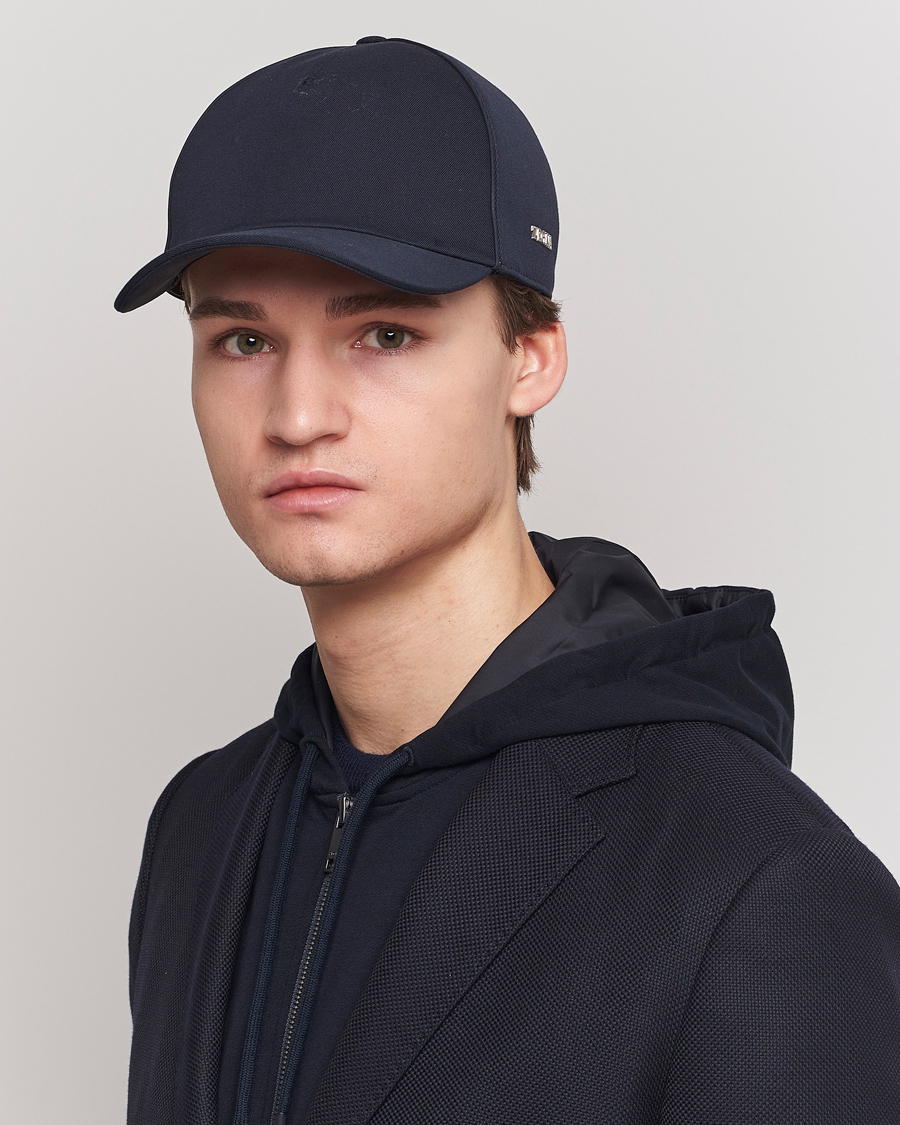 Herr | Italian Department | Zegna | Cotton/Wool Baseball Cap Navy