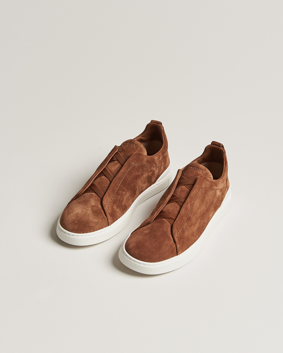 Herr | Italian Department | Zegna | Triple Stitch Sneakers Brown Suede