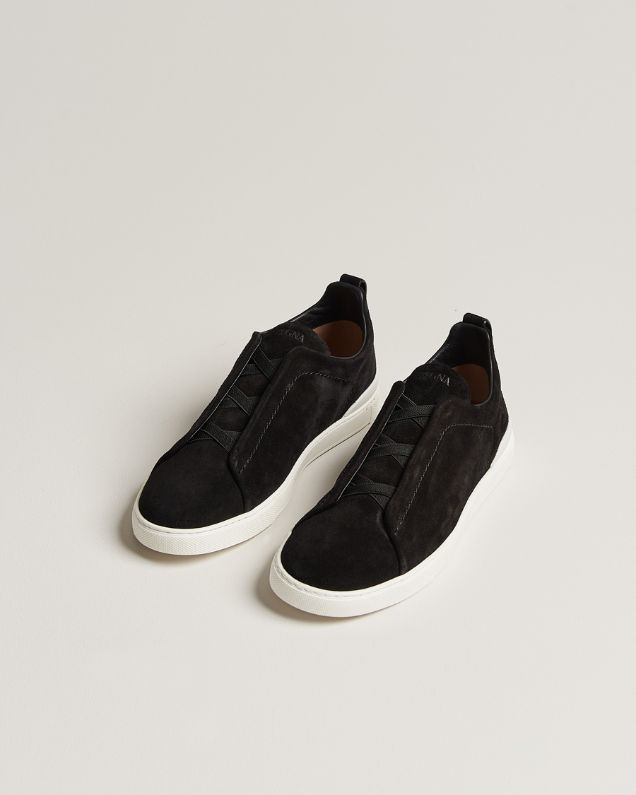 Herr | Mockaskor | Zegna | Triple Stitch Sneakers Black Suede