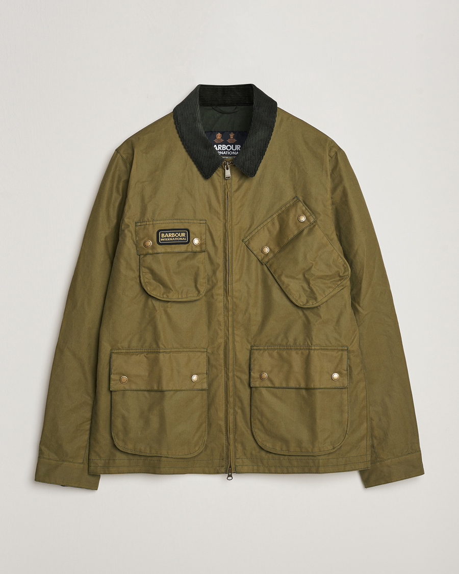 Herr | | Barbour International | Sefton Waxed Jacket Olive Branch