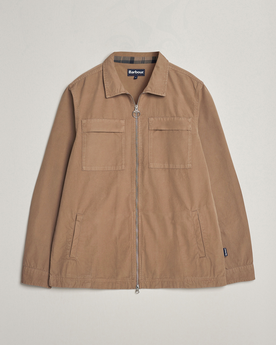 Herr | Skjortor | Barbour Lifestyle | Glendale Cotton Zip Overshirt Military Brown