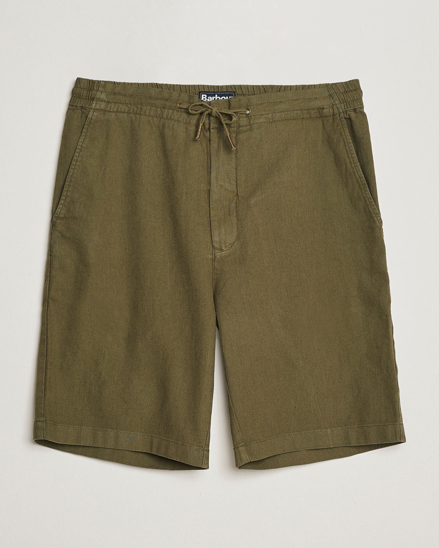 Herr | Shorts | Barbour Lifestyle | Linen/Cotton Drawstring Shorts Military Green