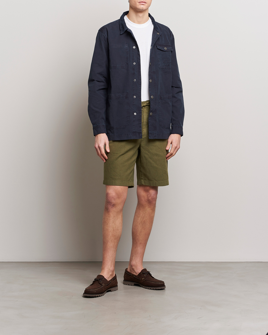 Herr | Shorts | Barbour Lifestyle | Linen/Cotton Drawstring Shorts Military Green