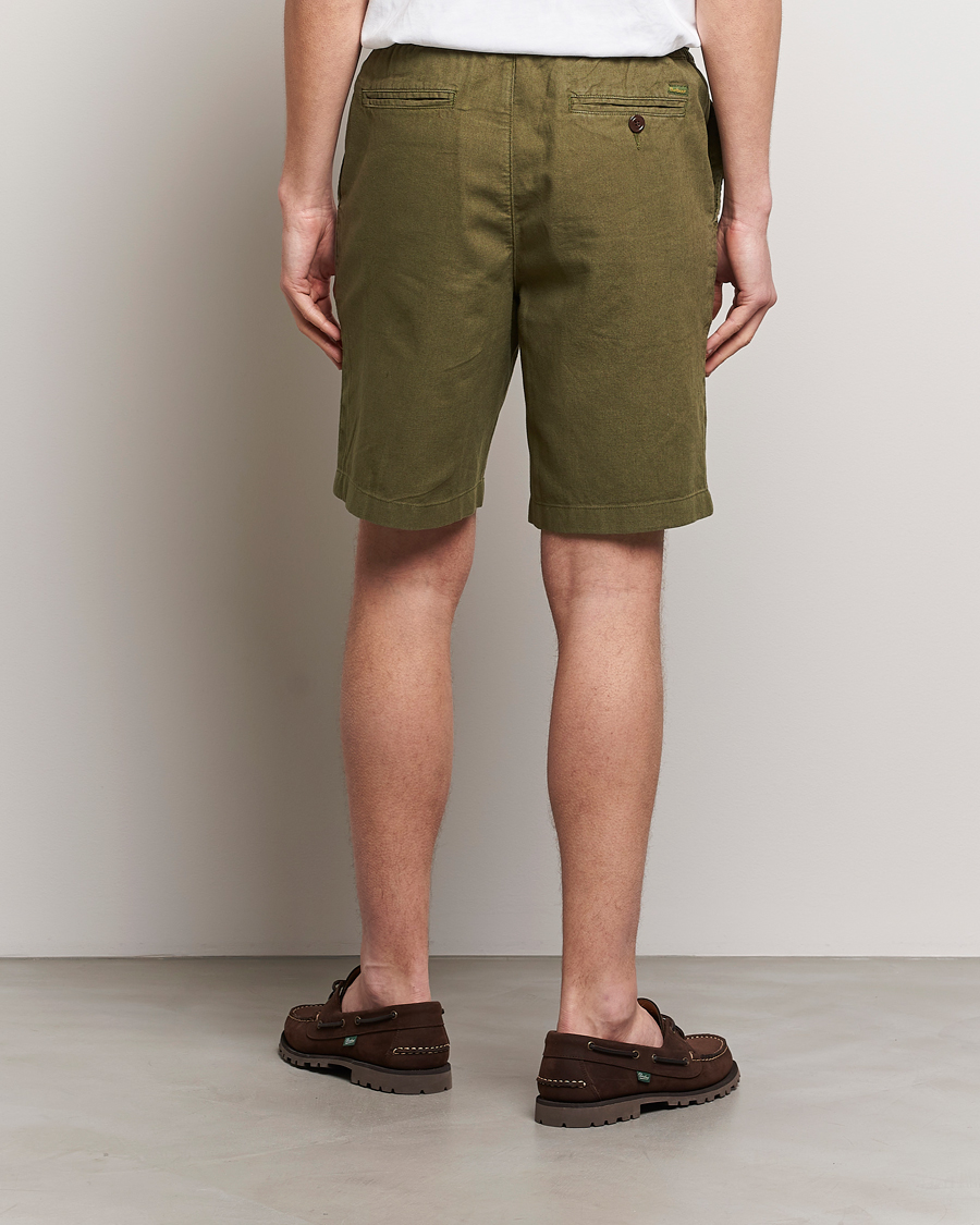 Herr | Shorts | Barbour Lifestyle | Linen/Cotton Drawstring Shorts Military Green