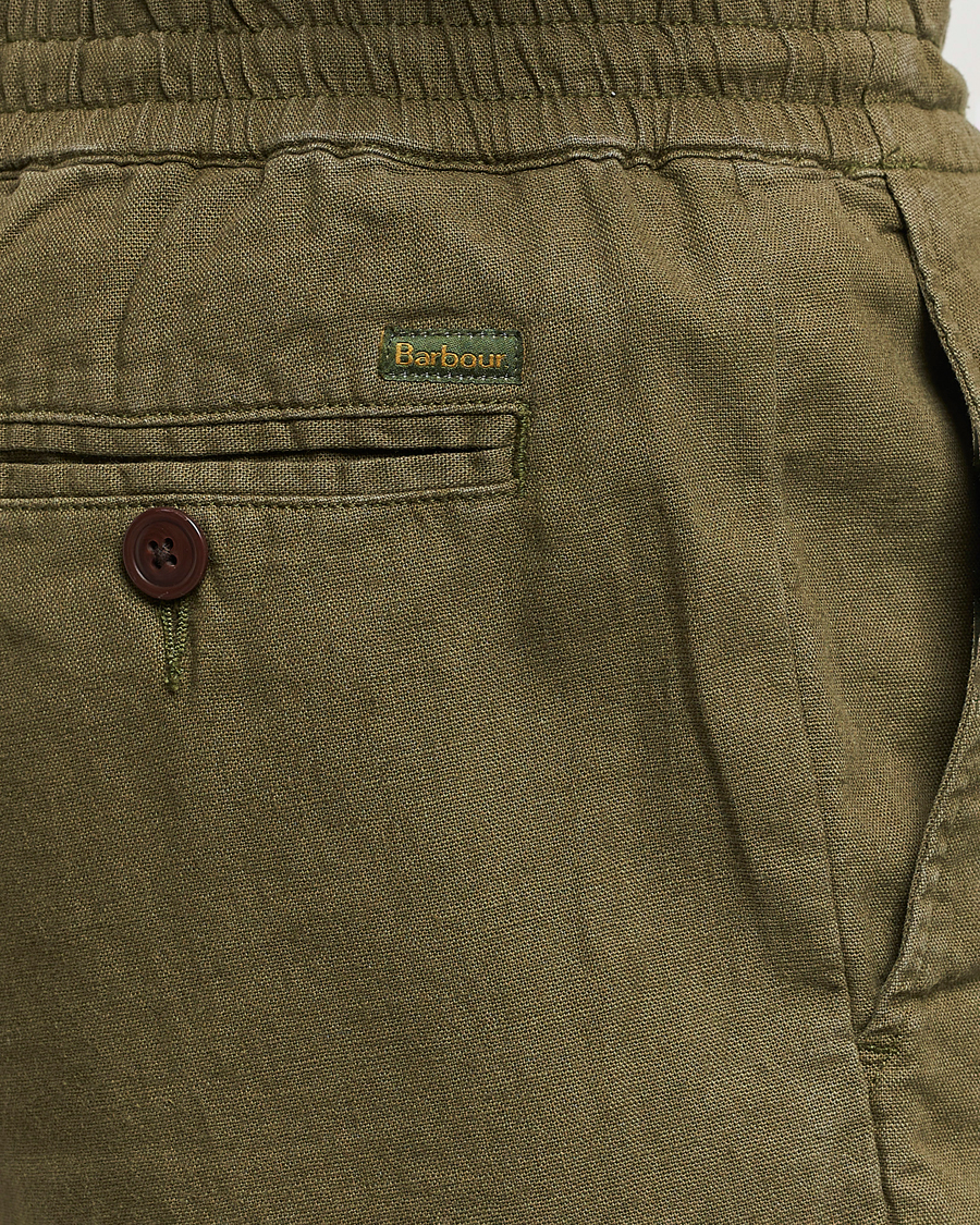 Herr | Shorts | Barbour Lifestyle | Linen/Cotton Drawstring Shorts Military Green