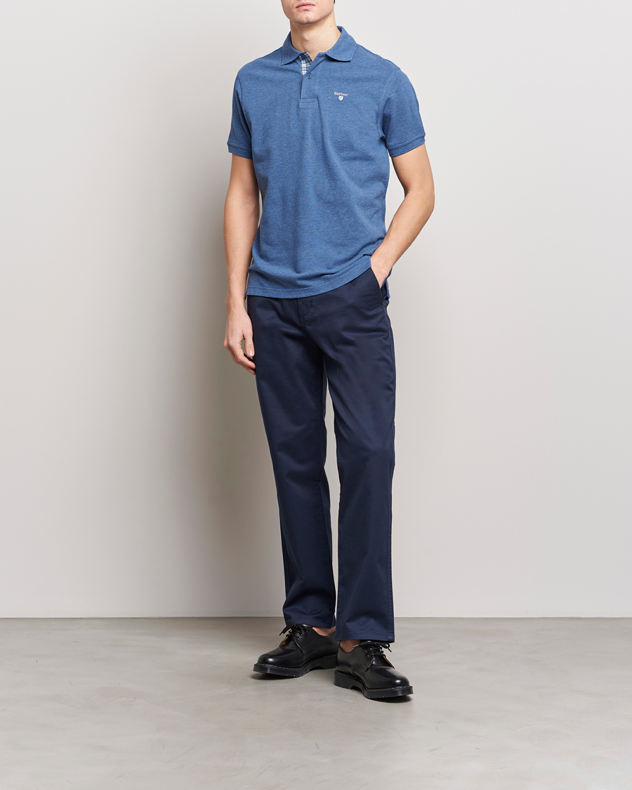 Herr | Pikéer | Barbour Lifestyle | Tartan Pique Polo Dark Chambray Marl