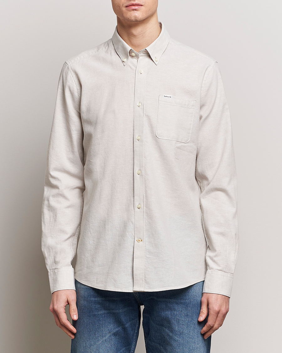 Herr | Linneskjortor | Barbour Lifestyle | Nelson Linen/Cotton Button Down Shirt Mist