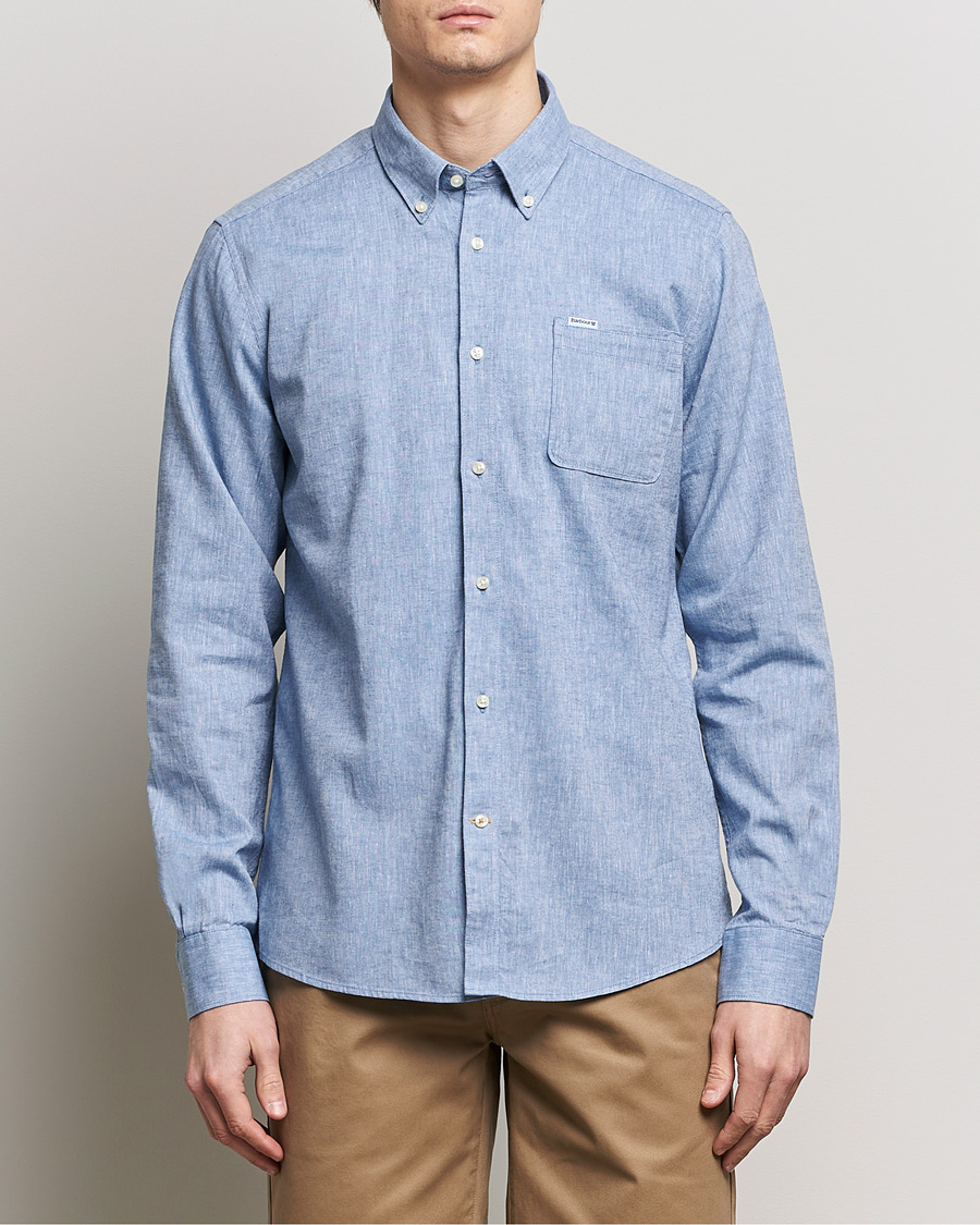 Herr | Skjortor | Barbour Lifestyle | Nelson Linen/Cotton Shirt Blue