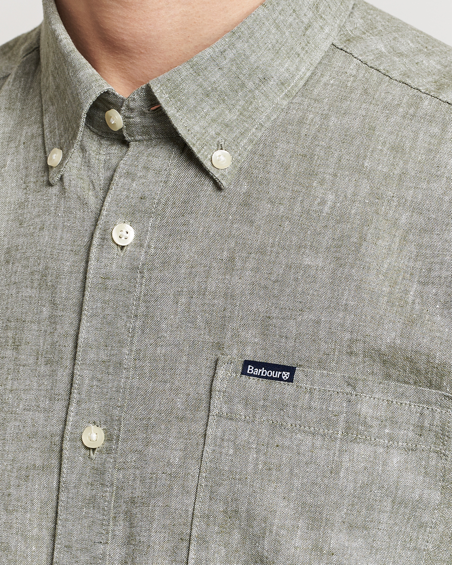 Herr | Skjortor | Barbour Lifestyle | Nelson Linen/Cotton Shirt Bleached Olive