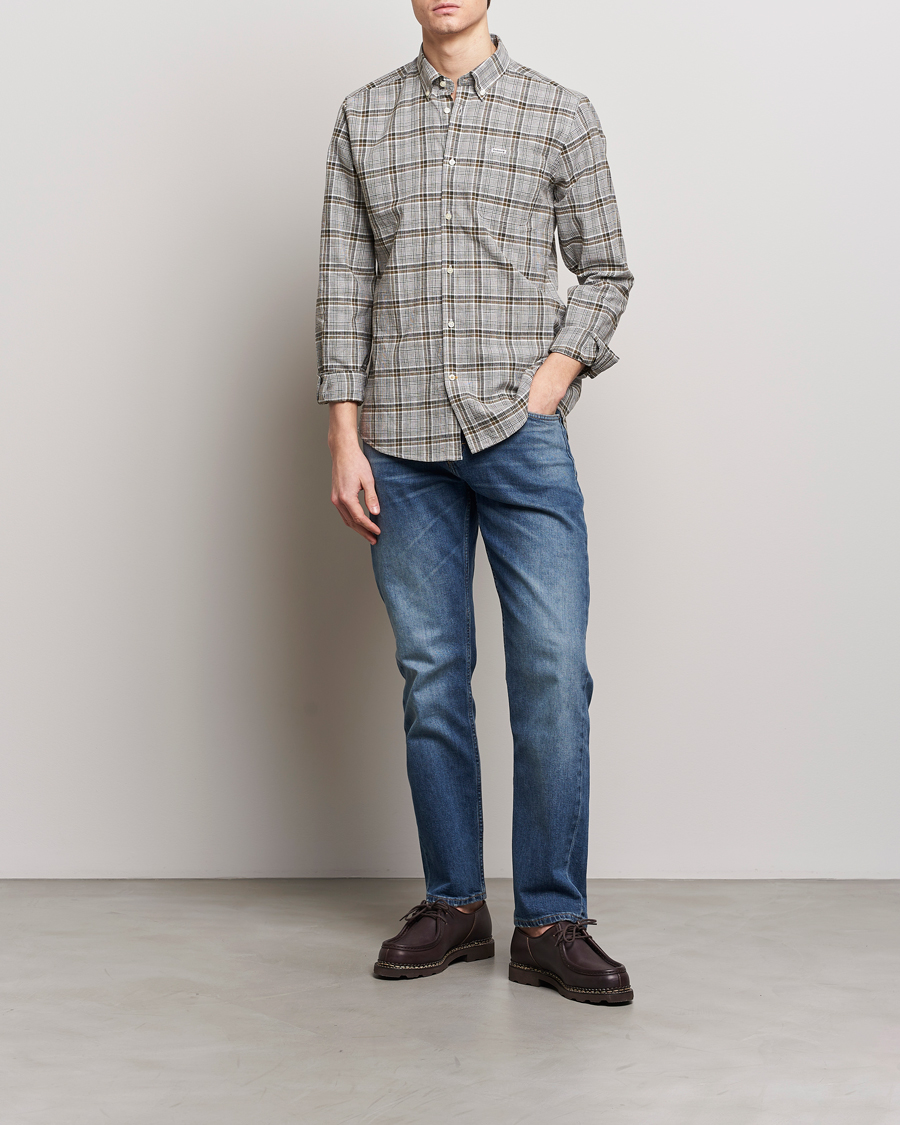 Herr | Skjortor | Barbour Lifestyle | Coaleridge Checked Linen/Cotton Shirt Olive