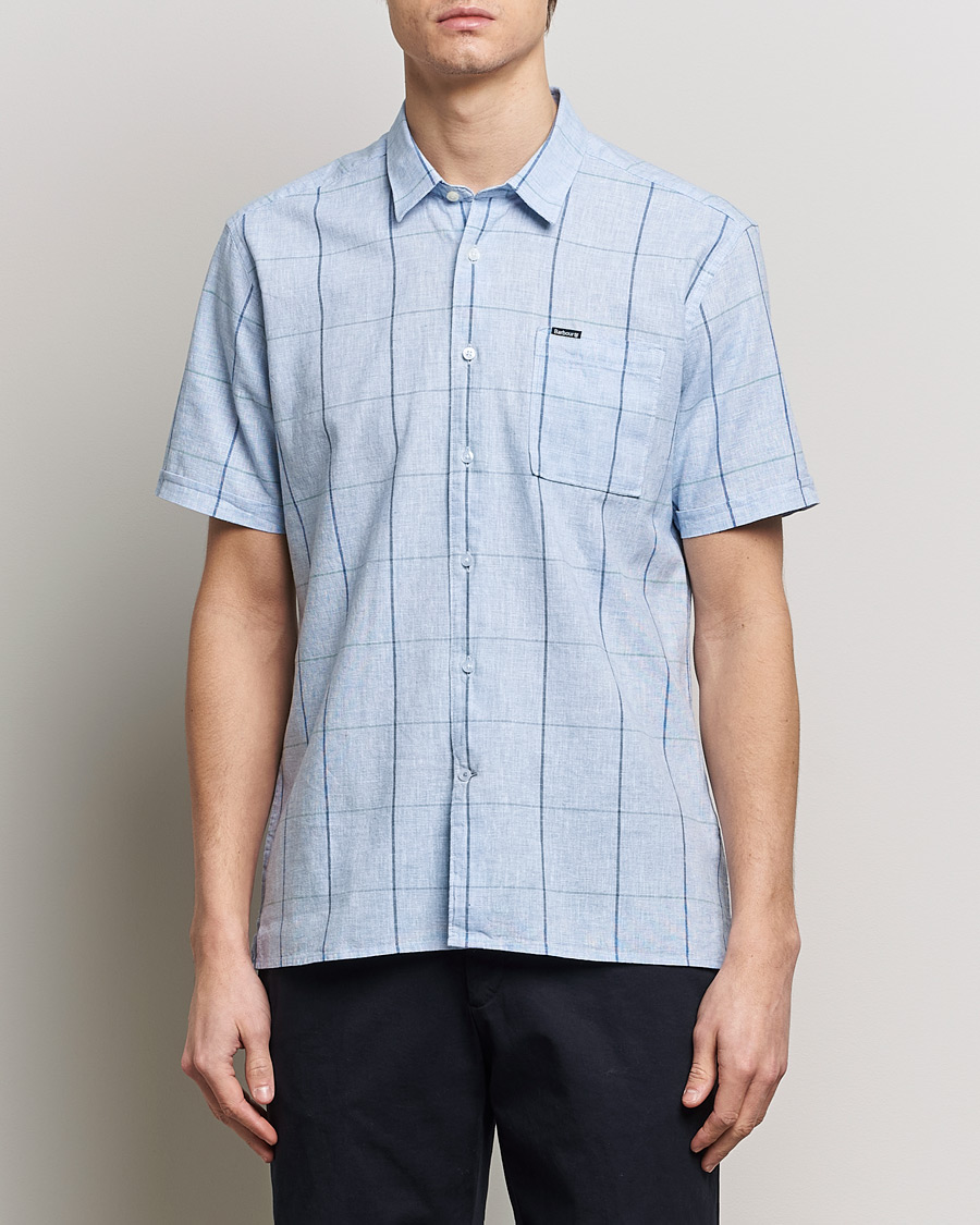 Herr | Best of British | Barbour Lifestyle | Swaledale Short Sleeve Summer Shirt Blue