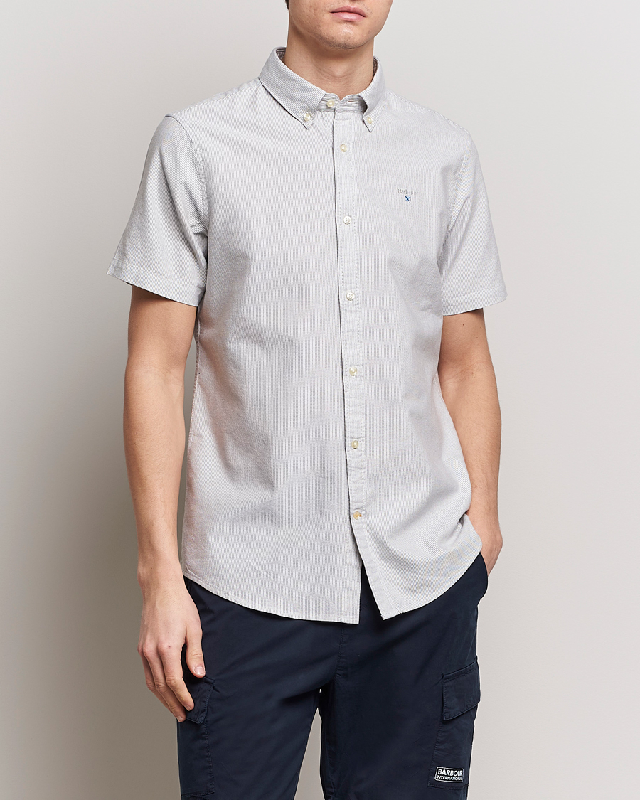 Herr | Kortärmade skjortor | Barbour Lifestyle | Striped Oxtown Short Sleeve Oxford Shirt Pale Sage