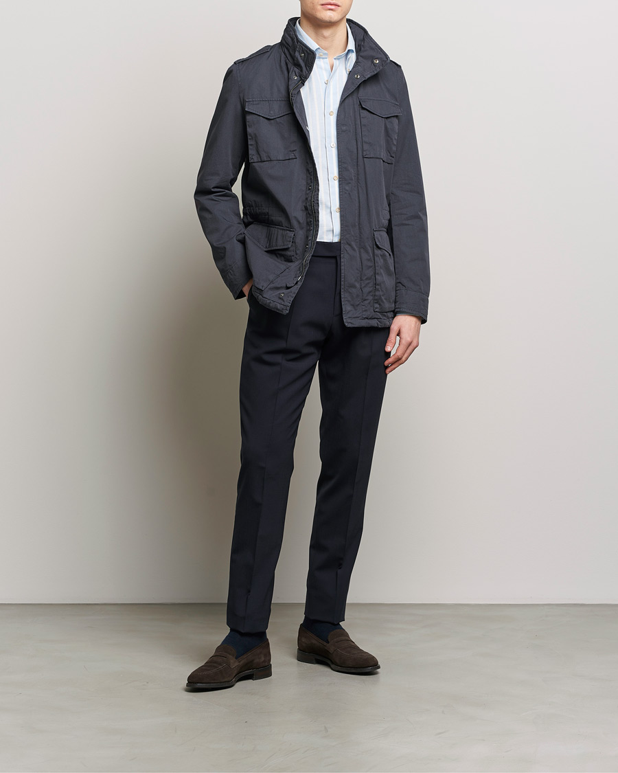 Herr | Jackor | Herno | Washed Cotton Field Jacket Navy