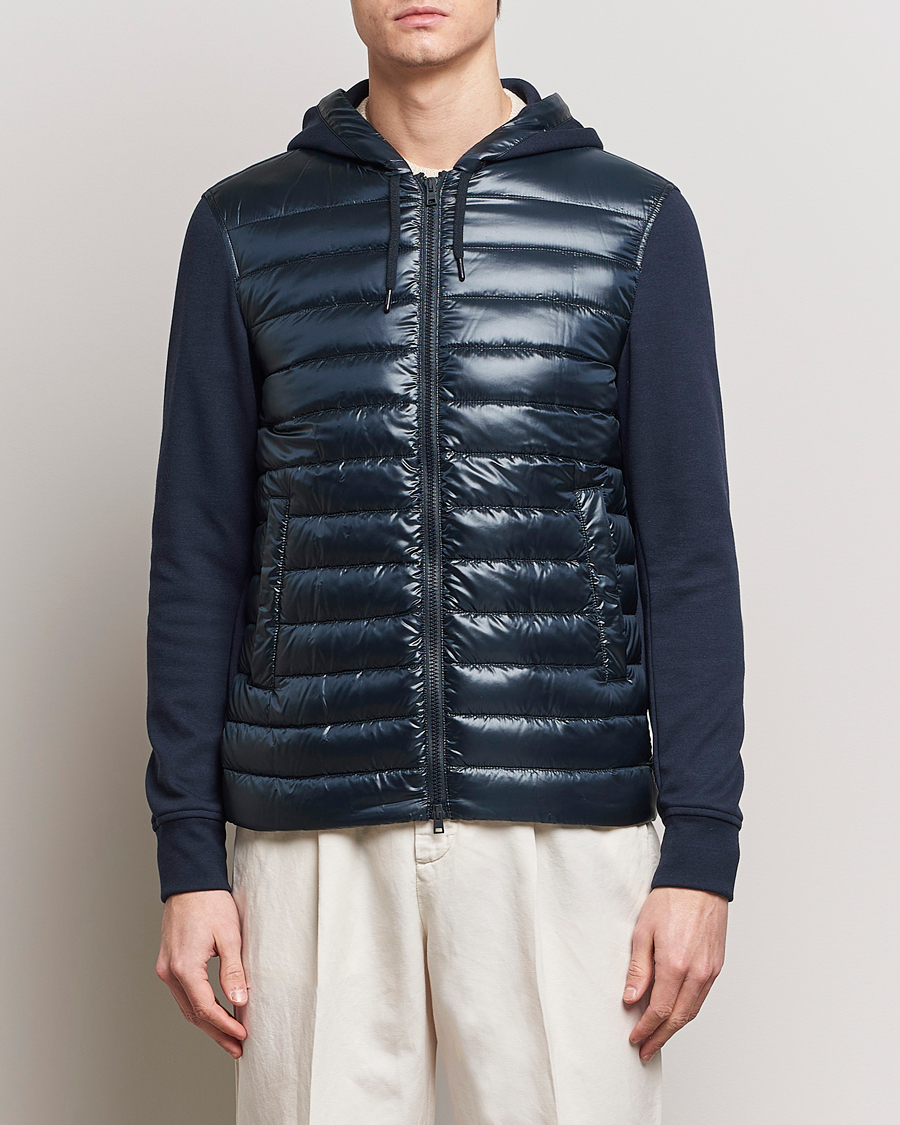 Herr | Italian Department | Herno | Hybrid Hooded Zip Jacket Navy