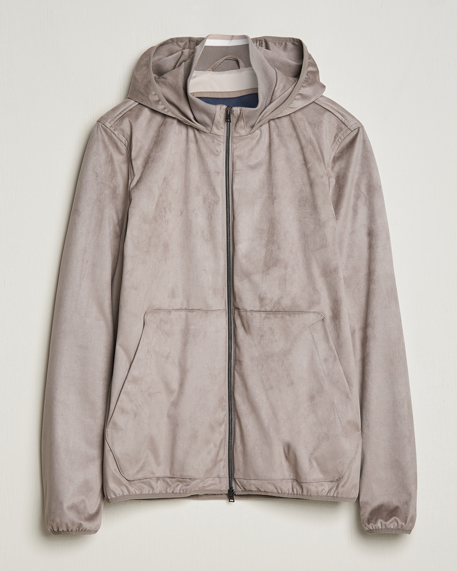 Herr | Jackor | Herno | Faux Suede Bomber Jacket Grey
