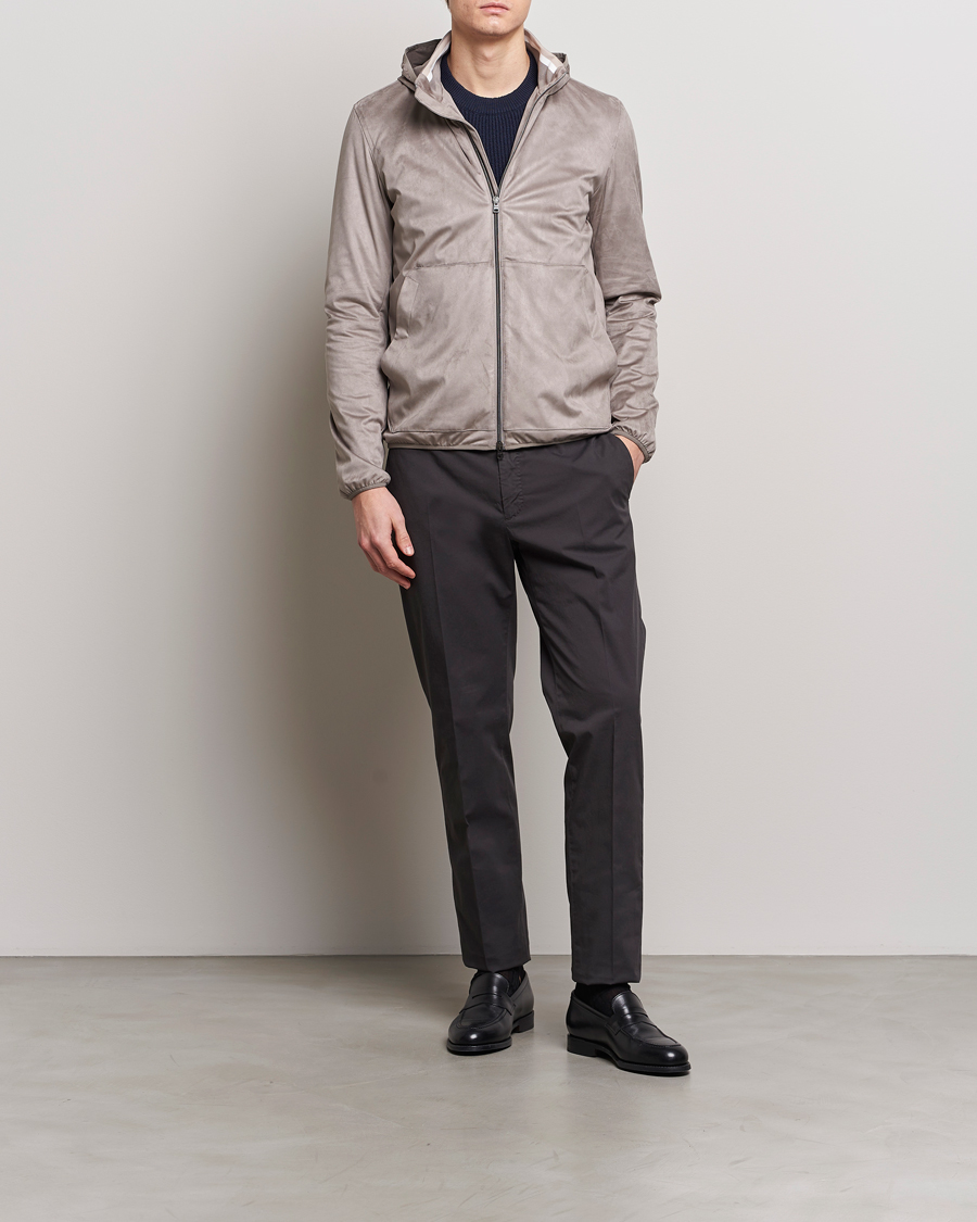 Herr | Jackor | Herno | Faux Suede Bomber Jacket Grey