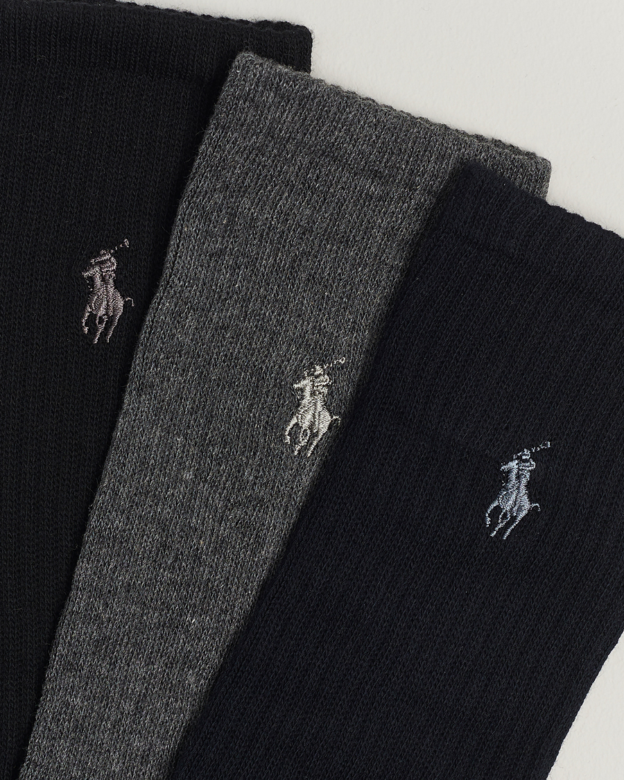 Herr | Vanliga strumpor | Polo Ralph Lauren | 3-Pack Crew Sock Navy/Charcoal/Black