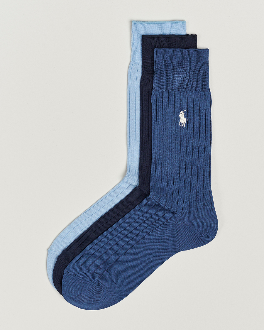 Herr | Underkläder | Polo Ralph Lauren | 3-Pack Egyptian Rib Crew Sock Blue Combo