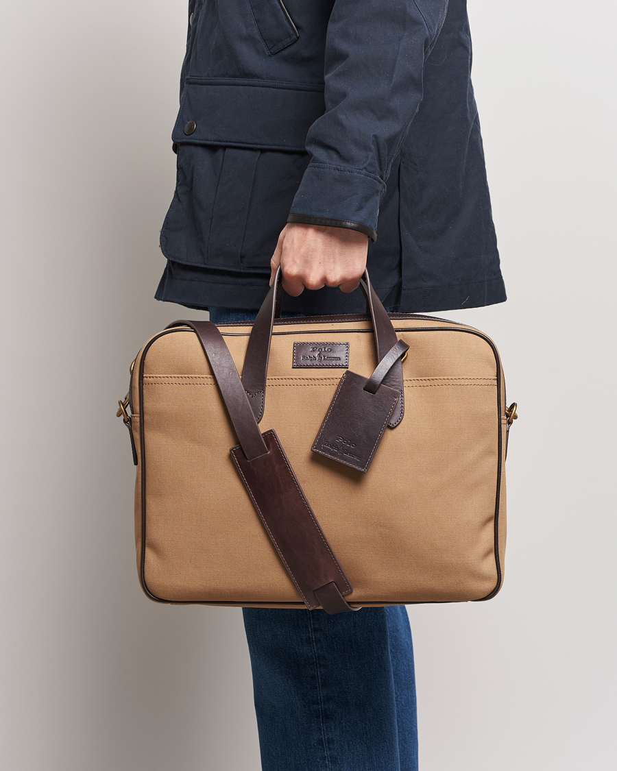 Herr | Polo Ralph Lauren Canvas/Leather Computer Bag Tan | Polo Ralph Lauren | Canvas/Leather Computer Bag Tan