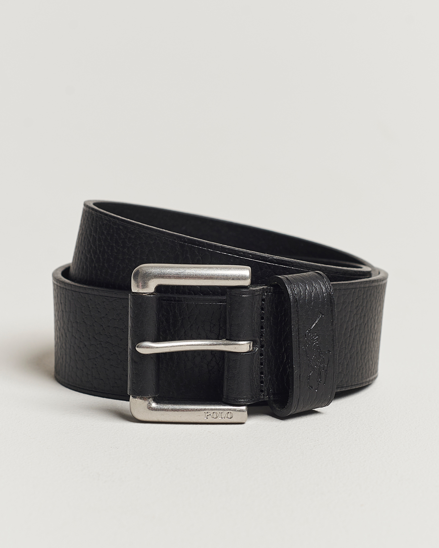 Herr | Polo Ralph Lauren Pebbled Leather Belt Black | Polo Ralph Lauren | Pebbled Leather Belt Black