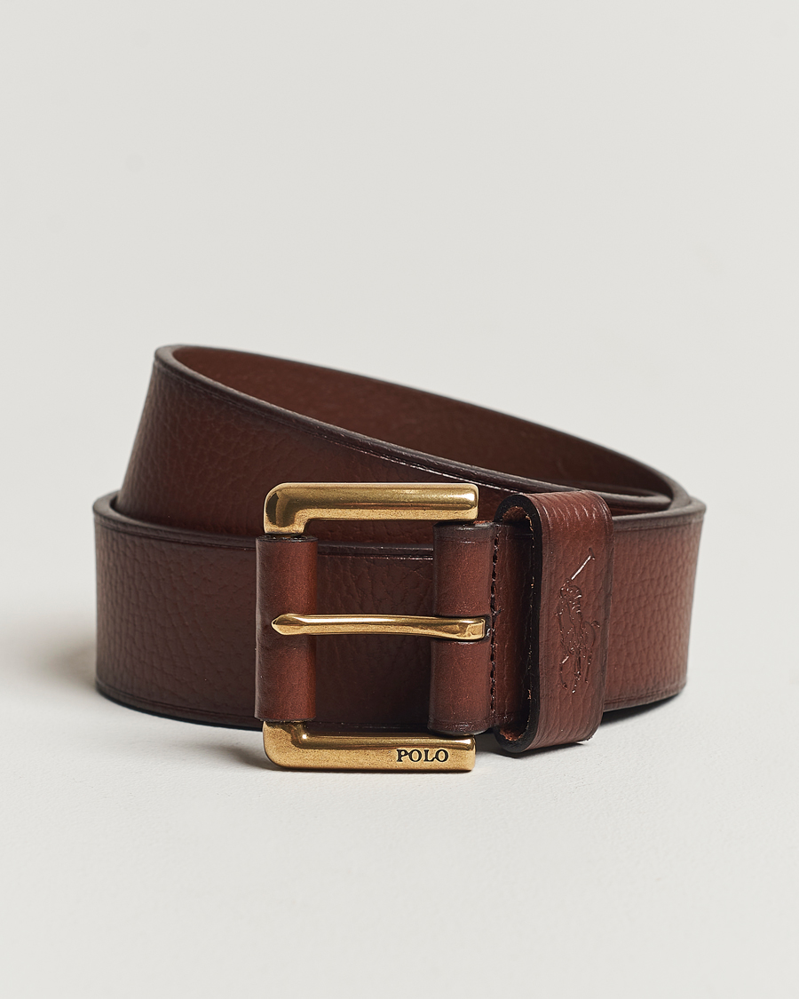 Herr | Polo Ralph Lauren Pebbled Leather Belt Brown | Polo Ralph Lauren | Pebbled Leather Belt Brown