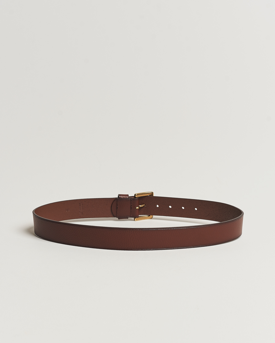 Herr | Polo Ralph Lauren Pebbled Leather Belt Brown | Polo Ralph Lauren | Pebbled Leather Belt Brown