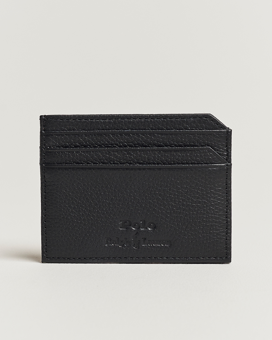 Herr | Polo Ralph Lauren Pebbled Leather Credit Card Holder Black | Polo Ralph Lauren | Pebbled Leather Credit Card Holder Black