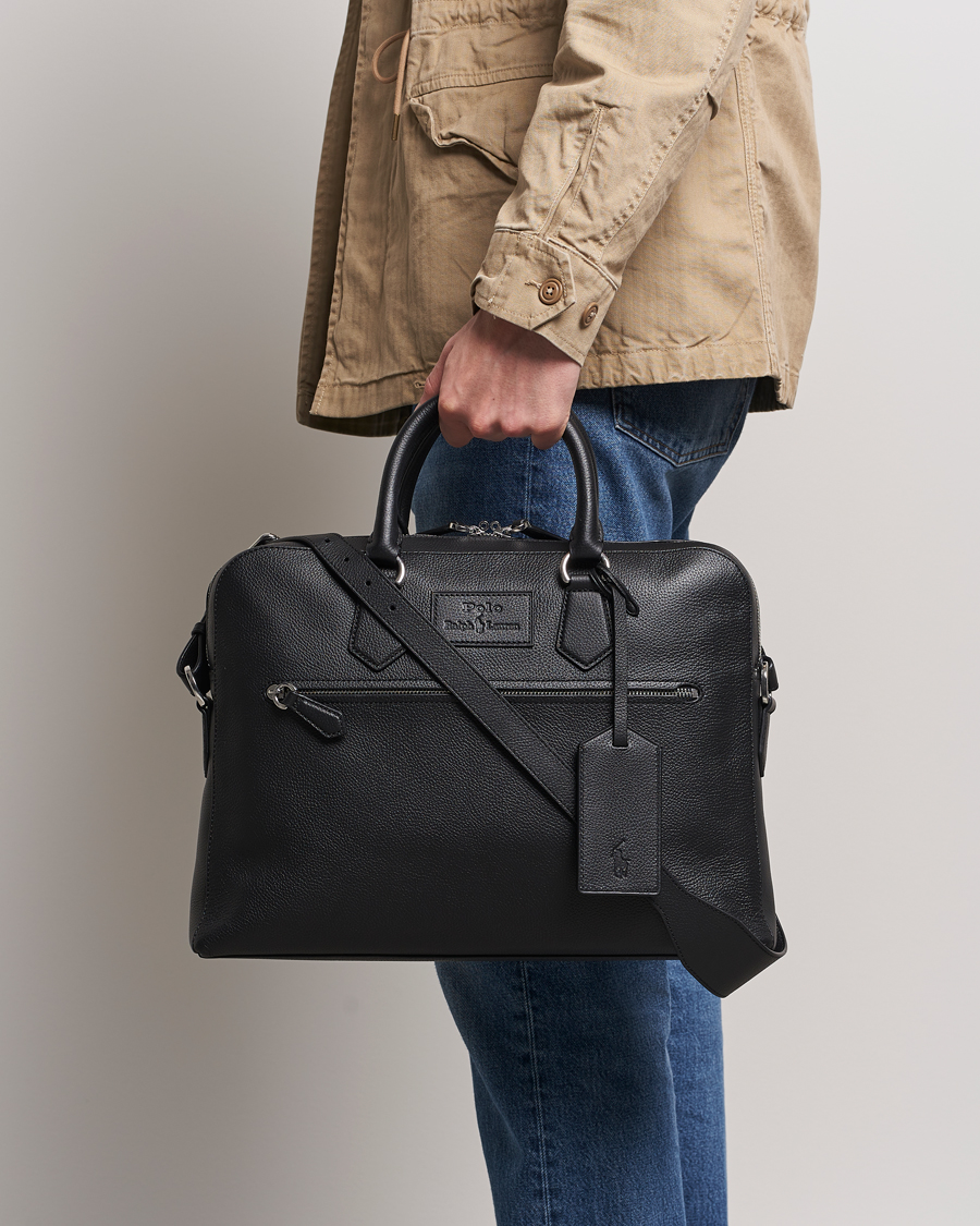 Herr |  | Polo Ralph Lauren | Pebble Leather Briefcase Black