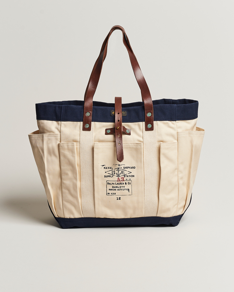 Herr | Polo Ralph Lauren Canvas Totebag Cream/Aviator Navy | Polo Ralph Lauren | Canvas Totebag Cream/Aviator Navy