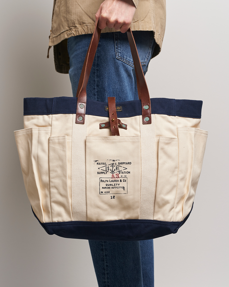 Herr | Polo Ralph Lauren Canvas Totebag Cream/Aviator Navy | Polo Ralph Lauren | Canvas Totebag Cream/Aviator Navy